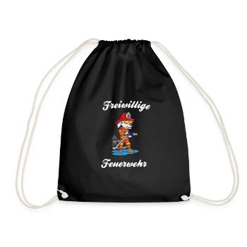 Volunteer firefighter dog firefighter gift - Drawstring Bag - black - Front