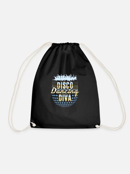 Disco Dancing Diva 1970s Vintage Retro - Drawstring Bag - black