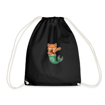 Meow Meowmaid cat mermaid ice cream gift idea - Drawstring Bag - black - Front