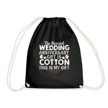 2nd wedding anniversary cotton wedding gift - Drawstring Bag - black - Front