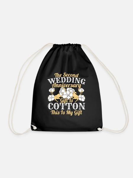 Zweiter Hochzeitstag Baumwolle Cotton Verheiratet - Turnbeutel - Schwarz