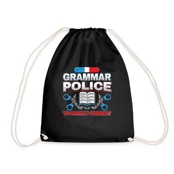 Grammar Police Literature Linguistics Gift - Drawstring Bag - black - Front