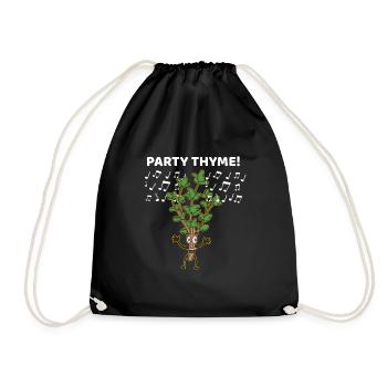 Thyme To Party Chef Funny Thyme Funny - Drawstring Bag - black - Front