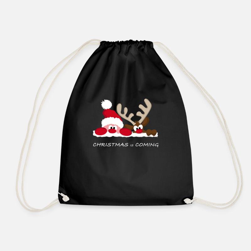 Christmas is Coming - Merry Christmas - Drawstring Bag - black