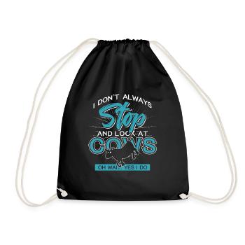 cow - Drawstring Bag - black - Front