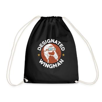 Lustig Wingman Freund Flieger Pilot Geschenk Idee - Turnbeutel - Schwarz - Vorne