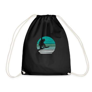 Snowboard Snow Winter Sports Retro - Drawstring Bag - black - Front