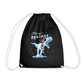 T-Rex Rex-Mas Dino Dinosaur Ice Cream Christmas - Drawstring Bag - black - Front
