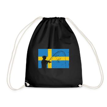 Schweden Schwedische Flagge Angelurlaub Geschenk - Turnbeutel - Schwarz - Vorne