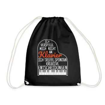 Klavier Piano Spruch Musik Geschenk Musikschule - Turnbeutel - Schwarz - Vorne