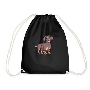 Christmas Dachshund Lights - Drawstring Bag - black - Front