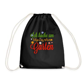 Garten Liebe Kochen Geschenk Gemüse Obst Weihnacht - Turnbeutel - Schwarz - Vorne