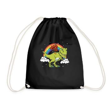 Turkey Thanksgiving On T-Rex Dinausaurian - Drawstring Bag - black - Front