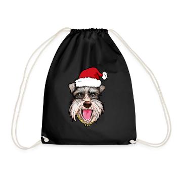 Zwergschnauzer Weihnachten Hund Zwerg Schnauzer - Turnbeutel - Schwarz - Vorne