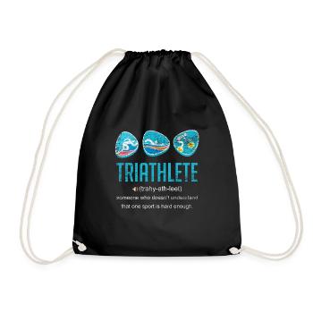 Triathlet Sportler - Turnbeutel - Schwarz - Vorne
