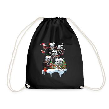 Skeleton Skull Skull Christmas Gift - Drawstring Bag - black - Front