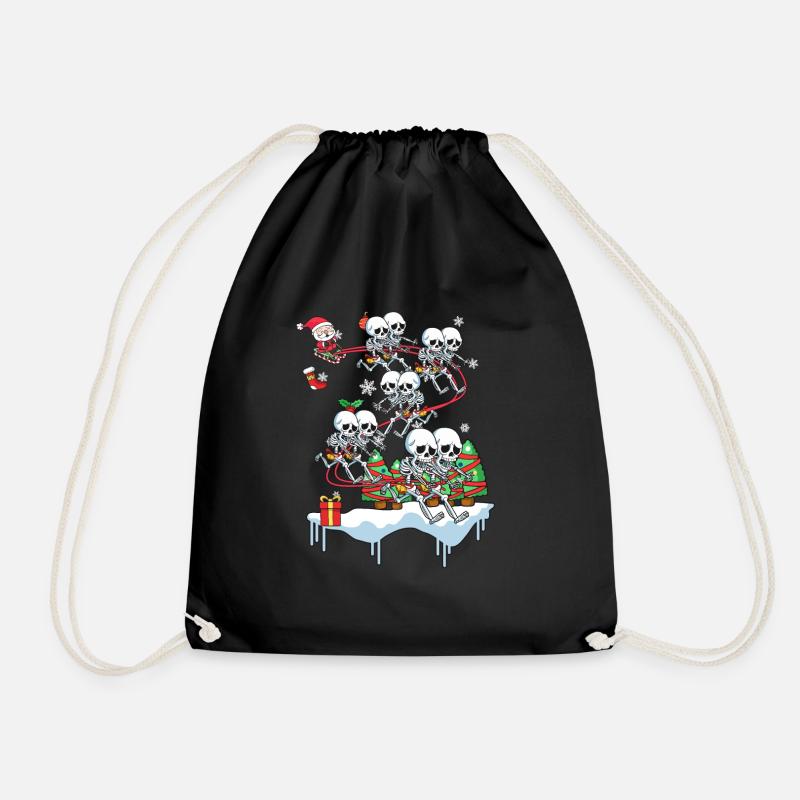 Skeleton Skull Skull Christmas Gift - Drawstring Bag - black