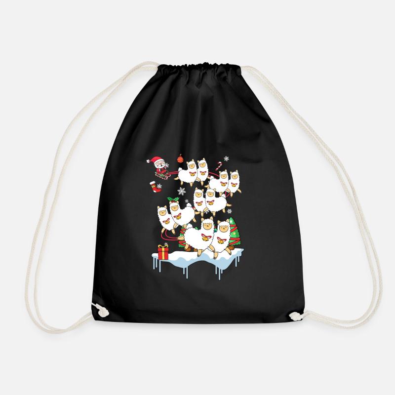 Lama Alpaka Vikunja Santa Weihnachten Geschenk - Turnbeutel - Schwarz