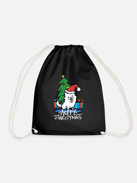 Fröhlicher Dogmass Samoyed Dog Weihnachtsgeschenk T-Shirt - Turnbeutel - Schwarz