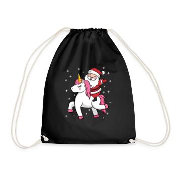 Santa Claus unicorn Nicholas Christmas gift - Drawstring Bag - black - Front