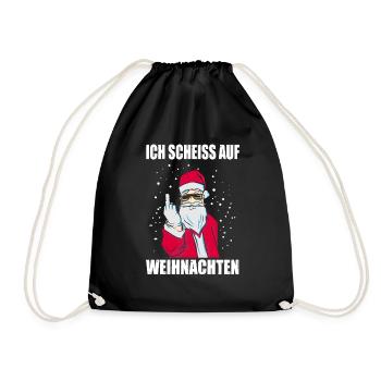 I shit on Christmas Santa Gift Fuck - Drawstring Bag - black - Front