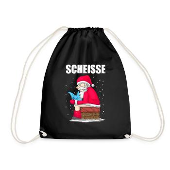 Scheisse Weihnachtsmann Anti Weihnachten Geschenk - Turnbeutel - Schwarz - Vorne