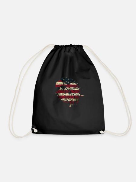 American Eagle USA Flag - Drawstring Bag - black