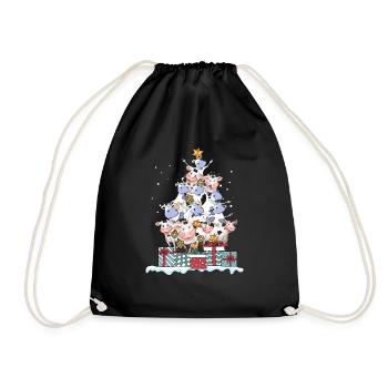 Cow cows farmer farmer Christmas gift - Drawstring Bag - black - Front