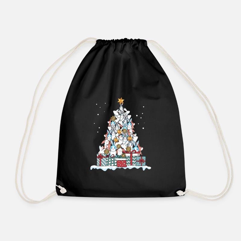 Bunny Rabbit Christmas Carnic Gift - Drawstring Bag - black