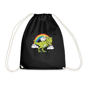 T-Rex Tyrannosaurus dinosaur sheep gift - Drawstring Bag - black - Front