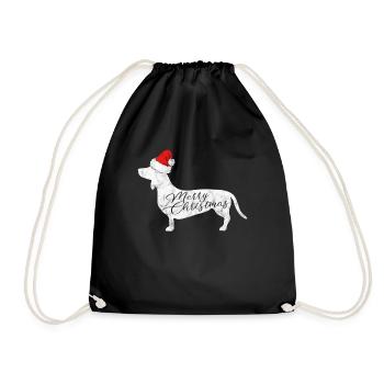 Merry Christmas Dachshund Christmas Dogs - Drawstring Bag - black - Front