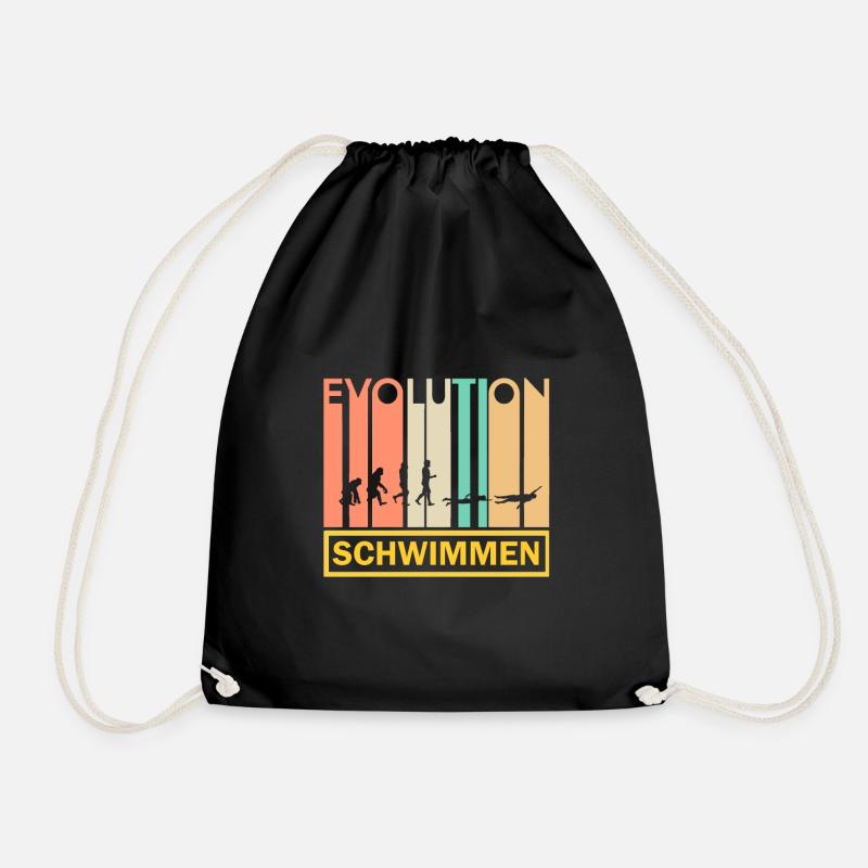 Schwimmen Wassersport Geschenk · Evolution - Turnbeutel - Schwarz