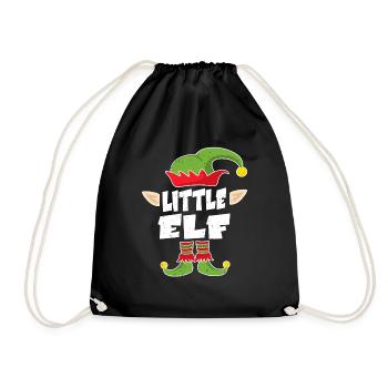 Kids Elf Gift Christmas Pajama Costume - Drawstring Bag - black - Front
