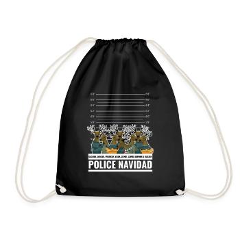 Funny Police Christmas Shirt Ugly Sweater Gift - Drawstring Bag - black - Front