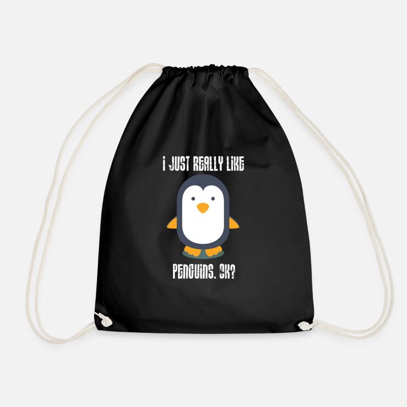 Süßes I Just Really Like Penguins Kinder Design - Turnbeutel - Schwarz