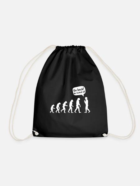 Evolution vergeigt lustiges T shirt - Turnbeutel - Schwarz