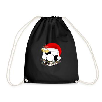 Christmas soccer lights goal cap bells - Drawstring Bag - black - Front