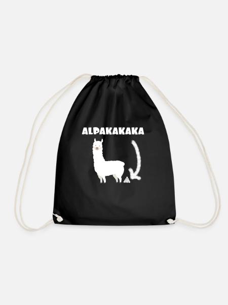 Alpakakaka Alpaka Lama Kaka Lustiges Shirt - Turnbeutel - Schwarz