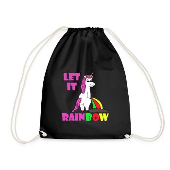 Unicorn Rainbow - Drawstring Bag - black - Front