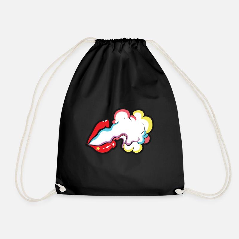 Lips Smoke smoke - Drawstring Bag - black