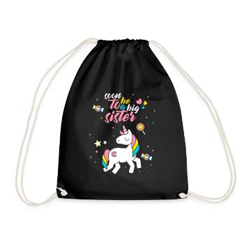 I'm going to be big sister unicorn gift - Drawstring Bag - black - Front