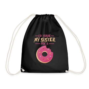 Sister vs Donut Gift - Drawstring Bag - black - Front
