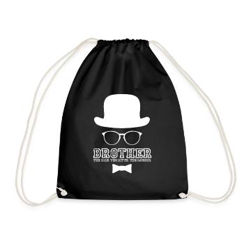 großer Bruder Hipster vintage Geschenk - Turnbeutel - Schwarz - Vorne