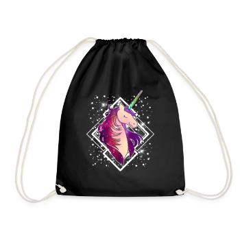 Funkelndes und schillerndes Einhorn-lustiges magisches Geschenk - Turnbeutel - Schwarz - Vorne
