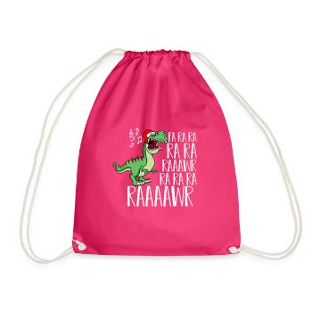 Dinosaur singing Christmas gift - Drawstring Bag - fuchsia - Front