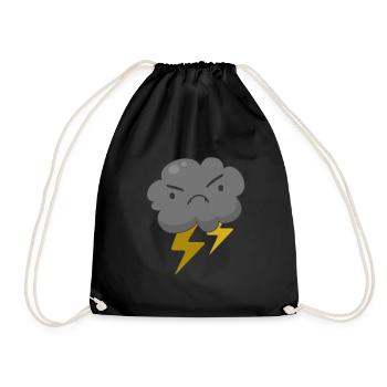 Angry Cloud With Lightning Thunderstorm Weather - Drawstring Bag - black - Front