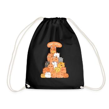 Cat Christmas gift Christmas tree made of kittens - Drawstring Bag - black - Front