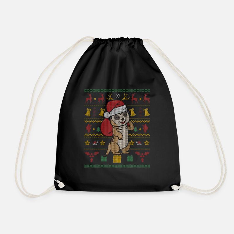 Ugly Christmas Erdmännchen Weihnachtsgeschenk - Turnbeutel - Schwarz