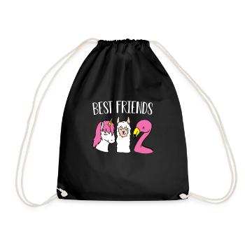 Einhornlama-Flamingogeschenk der besten Freunde - Turnbeutel - Schwarz - Vorne