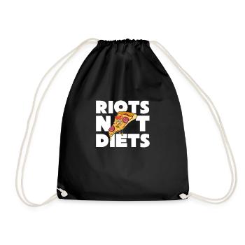 Riots Not Diets Pizza Tshirt - Turnbeutel - Schwarz - Vorne